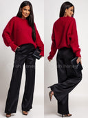 Spodnie Satynowe Czarne LUCENT