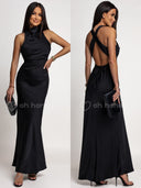 Satynowa Sukienka Maxi Czarna ZARINE