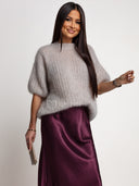 Sweter 81% Kid Moher Beżowy FLUFFY