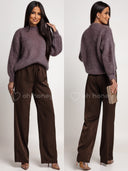 Spodnie Satynowe Czekoladowe ORISE