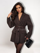 Marynarka z Paskiem Czekoladowa LINDA