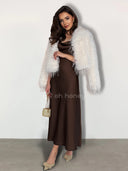 Sukienka Satynowa Maxi Czekoladowa ORINA