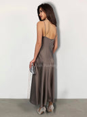 Sukienka Satynowa Maxi Taupe ORINA