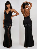 Sukienka z Koronką Maxi Czarna AVIORA