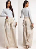 Spodnie Szerokie 100% Bawełna Beżowe OLIVE