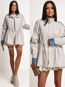 Kurtka Przejściowa z Regulacją w Talii Beżowa JULA