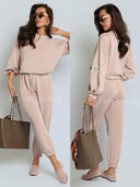 Komplet Dresowy z Wiskozą Róż Nude BUTTER