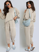 Komplet Dresowy z Wiskozą Beżowy BUTTER