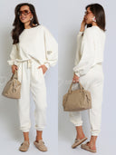 Komplet Dresowy z Wiskozą Biały BUTTER