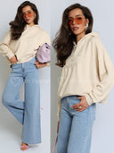 Bluza z Bawełną Beżowa MILKY