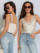 Top z Koronką 100% wiskoza Beżowa AROSA