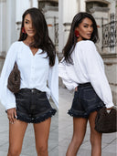 Fuchsia PARADE Frayed Hem Denim Shorts