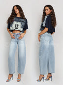 Spodnie Jeansowe Barrel Niebieskie BADDIE