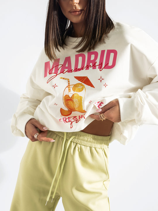 Bluza z Bawełną Biała MADRID