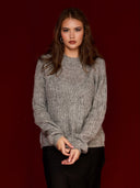 Sweter z ozdobnym splotem Szary NEMEA