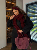 Opaska na Głowę z Wełną Handmade Burgund MUSES