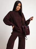 OH HONEY SOFT MOMENT – Komplet dzianinowy z wełną i TENCEL · czekoladowy
