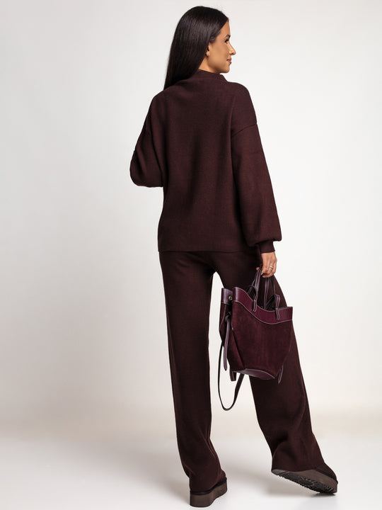 OH HONEY SOFT MOMENT – Komplet dzianinowy z wełną i TENCEL · czekoladowy