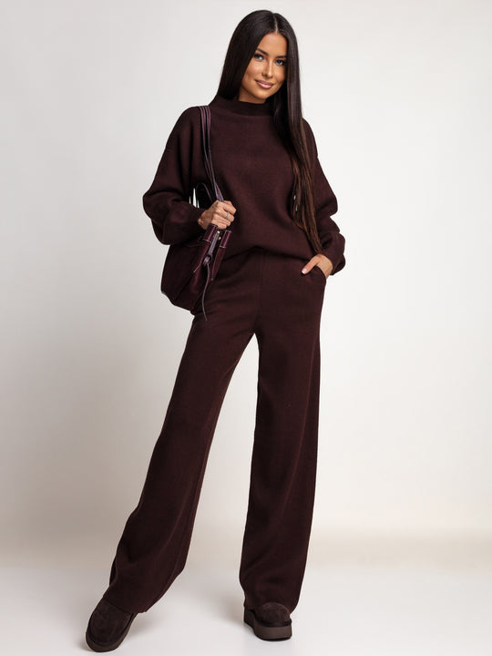 OH HONEY SOFT MOMENT – Komplet dzianinowy z wełną i TENCEL · czekoladowy