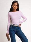Bluzka z Bawełną i Wiskozą Różowa SOFT BASIC