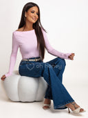 Bluzka z Bawełną i Wiskozą Różowa SOFT BASIC