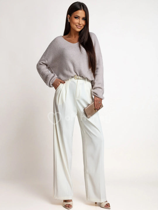 Spodnie Eleganckie Ecru TRIM ohhoney