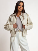 Kurtka Ramoneska Beżowa GARDENIA