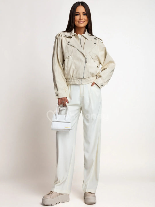 Spodnie Eleganckie Ecru TRIM ohhoney