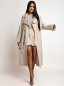 Trencz z Haftem Beżowy SOLARIS