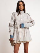 Kurtka Przejściowa z Regulacją w Talii Beżowa JULA