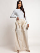 Spodnie Szerokie 100% Bawełna Beżowe OLIVE