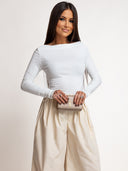 Bluzka z Bawełną i Wiskozą Biała SOFT BASIC