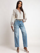 Spodnie Jeansowe Mom Fit Niebieskie RUSH