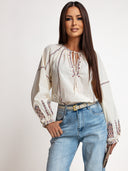 Bluzka Boho 100% Bawełna Kremowa ALLURE