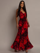 Sukienka Maxi w Róże Czerwona BELLA ROMANCE