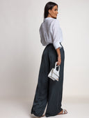 Spodnie Satynowe z Jedwabiem Grafit SATINE
