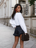 Fuchsia PARADE Frayed Hem Denim Shorts