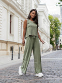Komplet z Tkaniny Frotte 100% Bawełna Khaki ALIZE