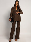 Elegant Trousers with High Waist Chocolate ASTORIA