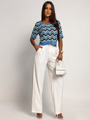 Elegant High Waisted Trousers White ASTORIA