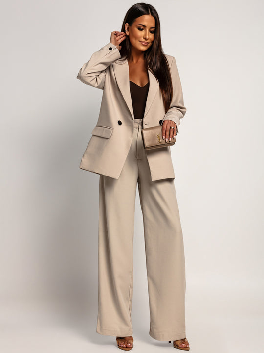 Elegant Double-Breasted Beige Jacket ASTORIA