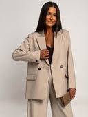 Elegant Double-Breasted Beige Jacket ASTORIA