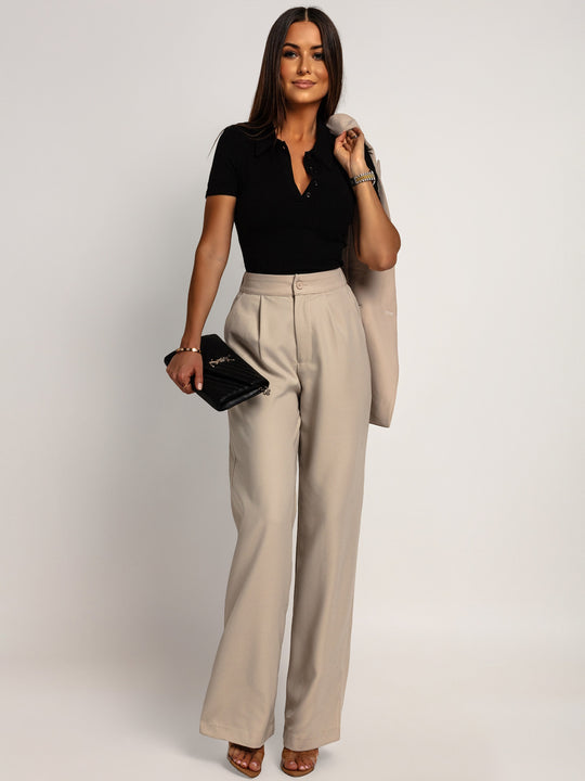 Elegant Double-Breasted Beige Jacket ASTORIA