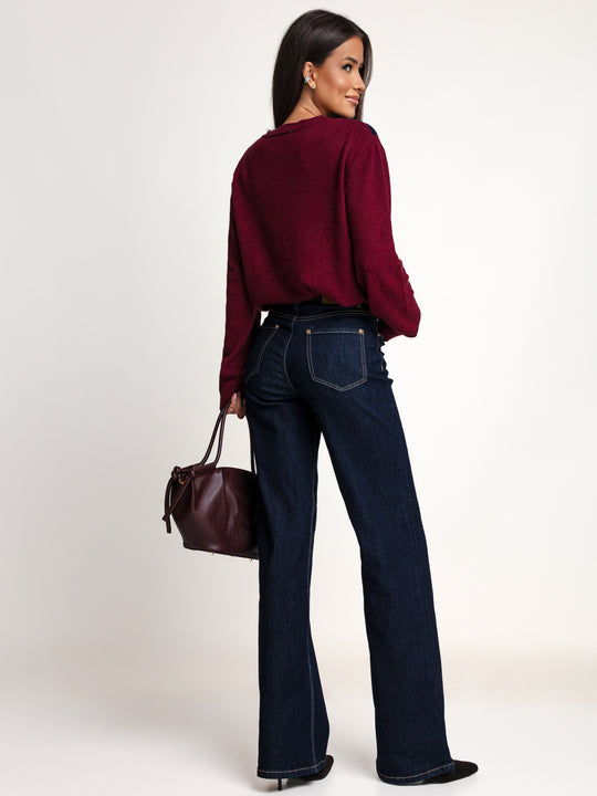 MIDERA – Jeansy wide leg · granatowe