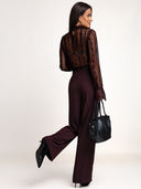 TRIM – Spodnie eleganckie z wysokim stanem · burgundowe