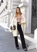 Decoratively woven cardigan Light beige LOREN