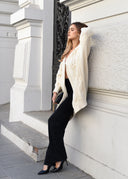 Decoratively woven cardigan Light beige LOREN