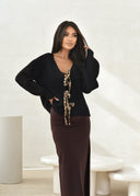 Black COZY CHIC Wool Cardigan Sweater