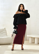 Black RACHEL blouse with rose choker
