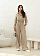 Beige High Waisted Sweatpants ECHO